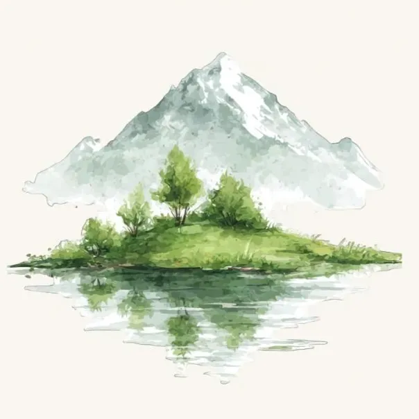 Aquarell-Zeichen der Gruppe Berg